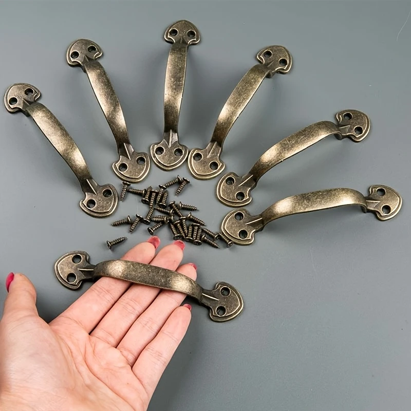 10pcs Bronze-Coloured Handles Antique-Style Zinc Alloy Drawer Handles For Kitchen Wardrobe Doors Furniture Handles