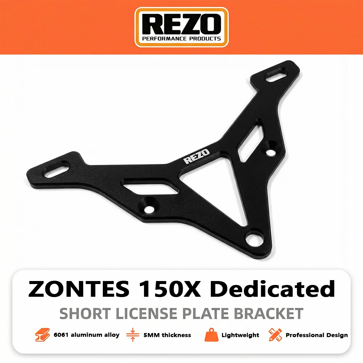 Motorcycle Parts Aluminum Number Plate Holder Embedded Nuts Anodized Enhance Sportiness License Plate Bracket for ZONTES 150X