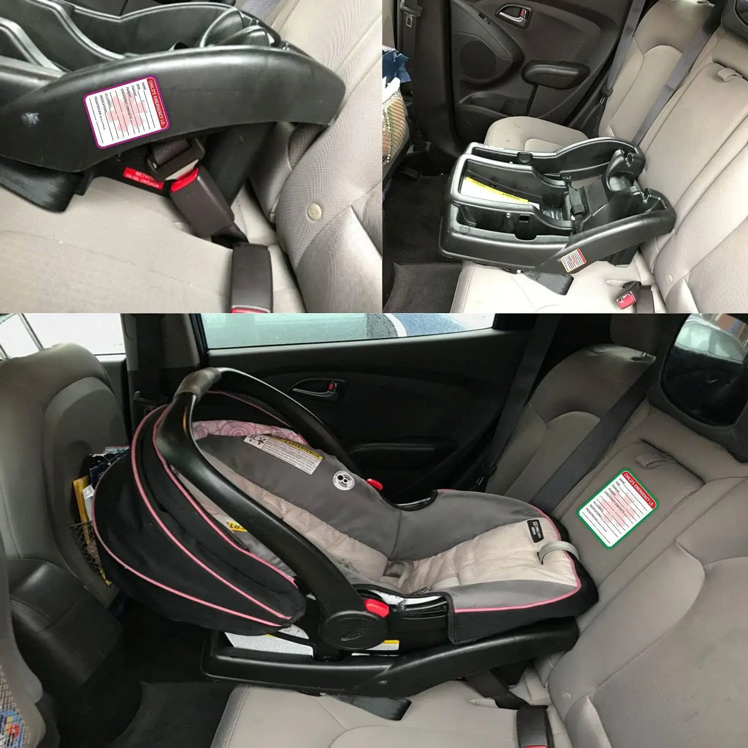 

10Pcs Medical Information Sticker for Car Seat Emergency Use High Visibility for Stroller Backpack Diaper Bag School