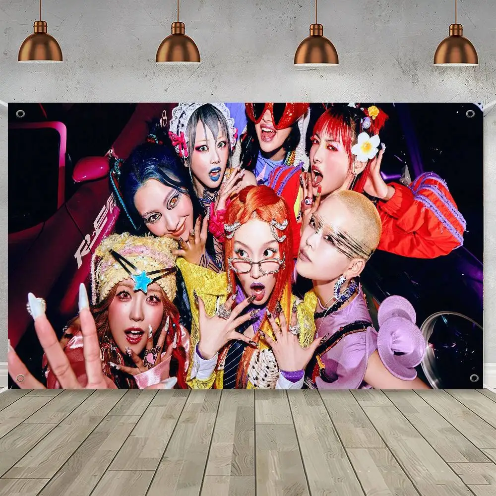 لافتات Kpop XG Girl Group Family Gatherings للجو الخارجي وديكورات التخييم #6