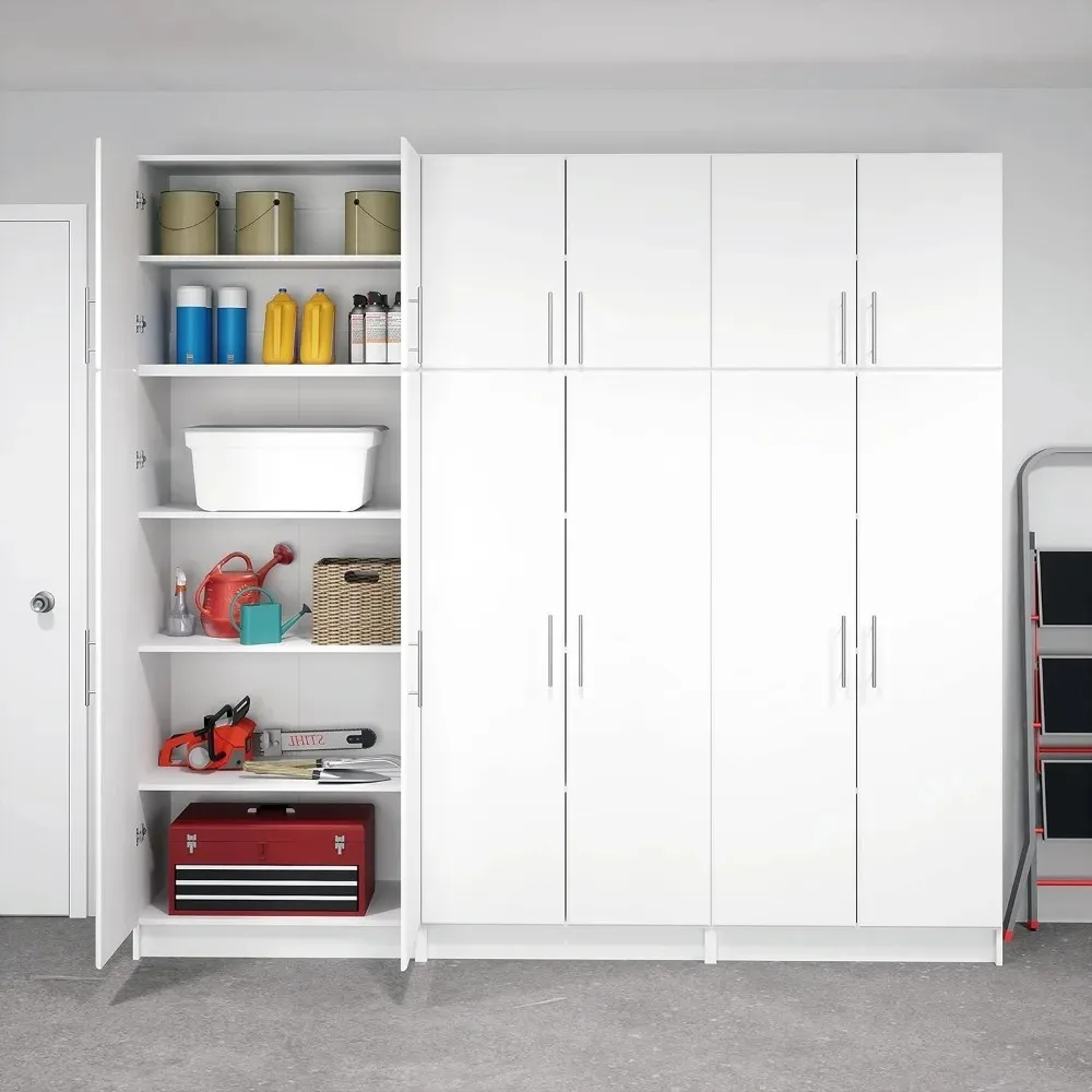 

6-Piece Garage Cabinets and Storage System Set D, Simplistic Garage Closet Shop Cabinets 16" D x 96" W x 89" H, White