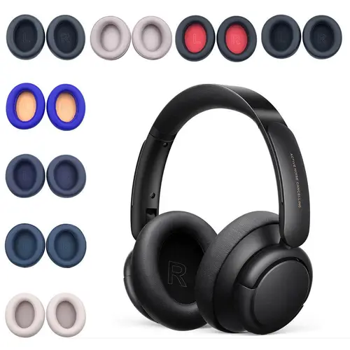 Imagen 1 del producto Orejeras de cuero proteico para auriculares, almohadillas para los oídos, accesorios para auriculares, funda para auriculares, cojín para los oídos para Anker Soundcore Life Q10 Q30 Q35
