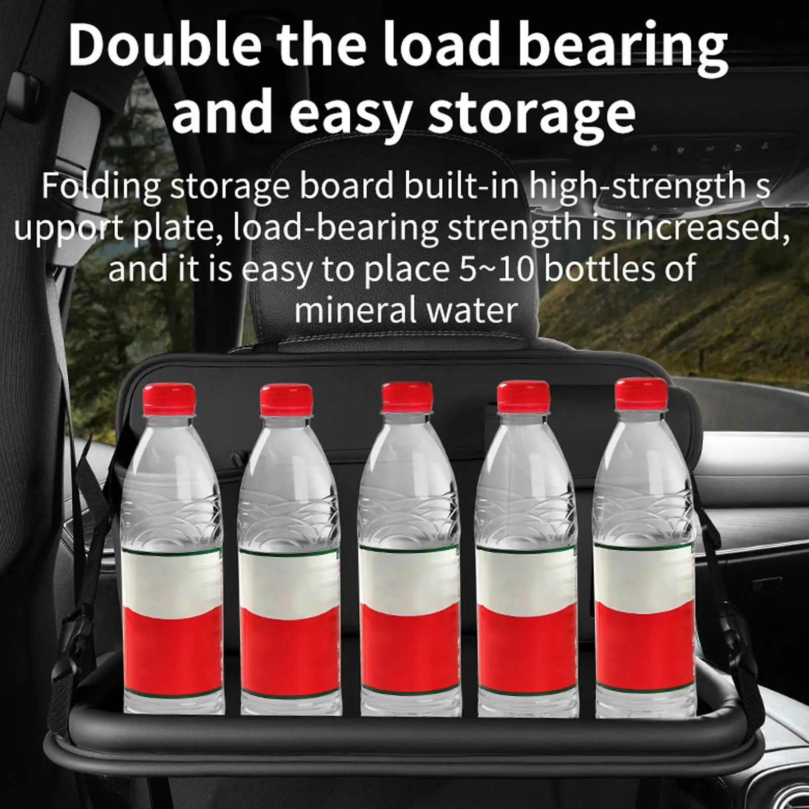 

Car Trays For Eating Foldable PU Leather Auto Organization Seat Back Organizer For Vehicle Truck SUV Van Door Road Trip Travel