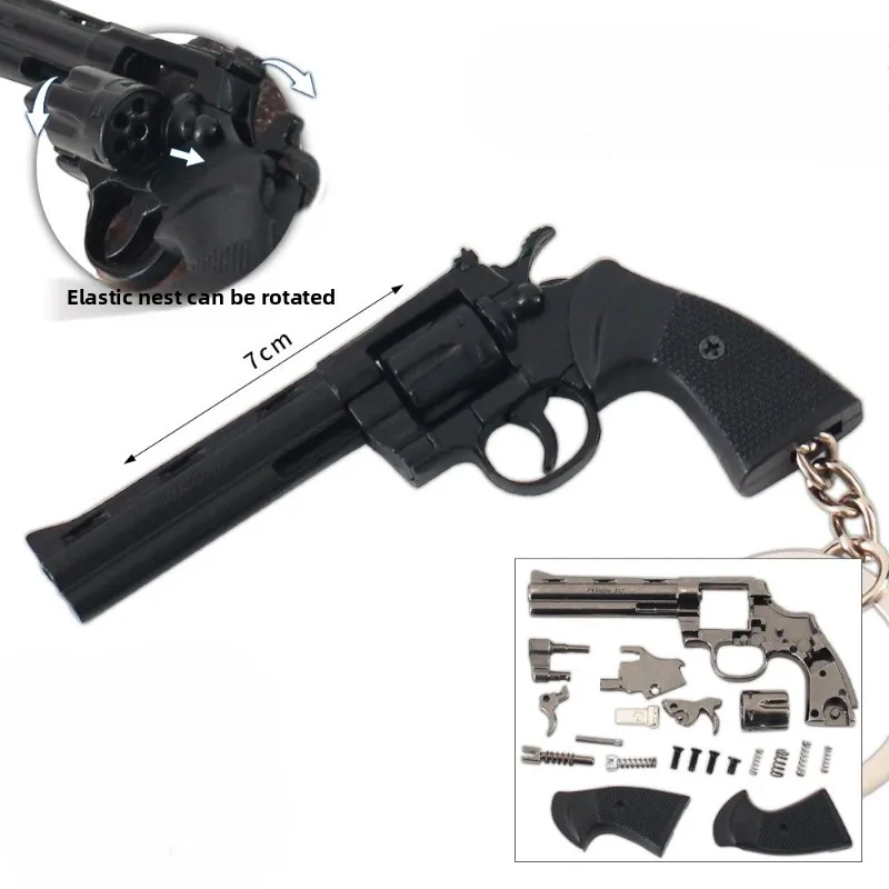 7cm/2.75in Mini metalowy rewolwer pistolet metalowy pistolet zabawkowy brelok wisiorki odłączana wersja gra pistolet Model mężczyźni ozdoba chłopiec prezent