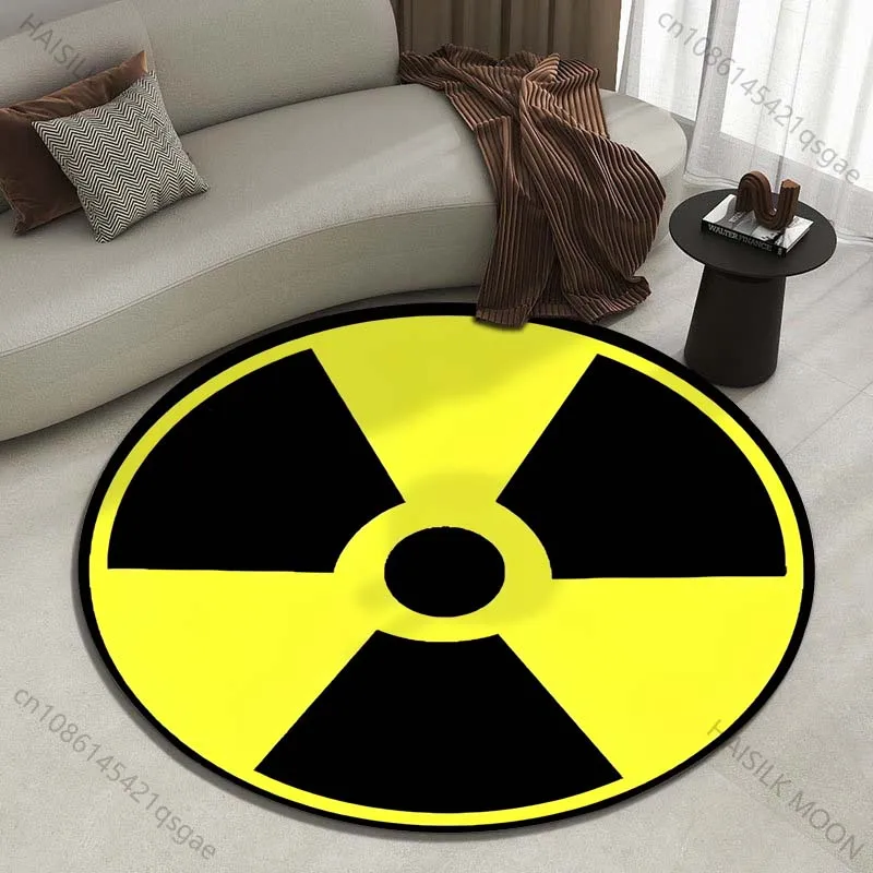 Radiation Warning Symbol Printed round carpet living room sofa table carpet large pet mat soft round carpet home decoration