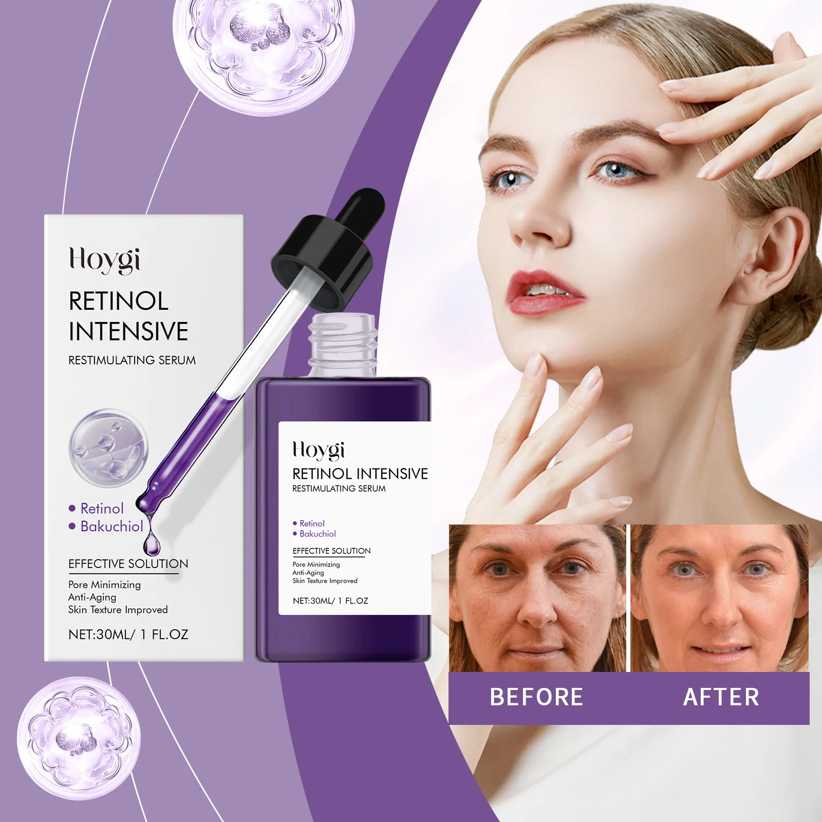 

Hoygi Retinol Serum: Gentle Hydration, Pore-Minimizing & Anti-Aging Moisturizer for Silky Skin