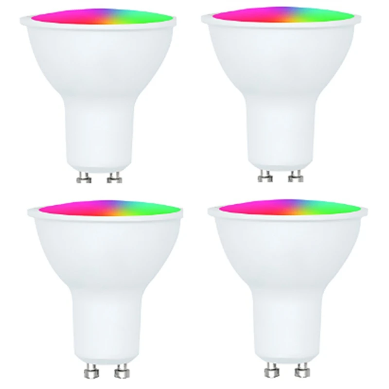 

Tuya Bulb 4 Pack GU10 RGB CW+WW LED Light Bulbs 5W Dimmable Lamps Smart Life APP Control Light Bulbs Durable D