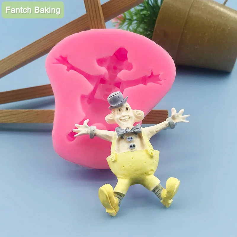 

Cartoon Happy Clown Mold For Resin Clay Moulds Chocolate Cake Candy Soft Silicone Mold Fondant Decorating Steam Oven Available