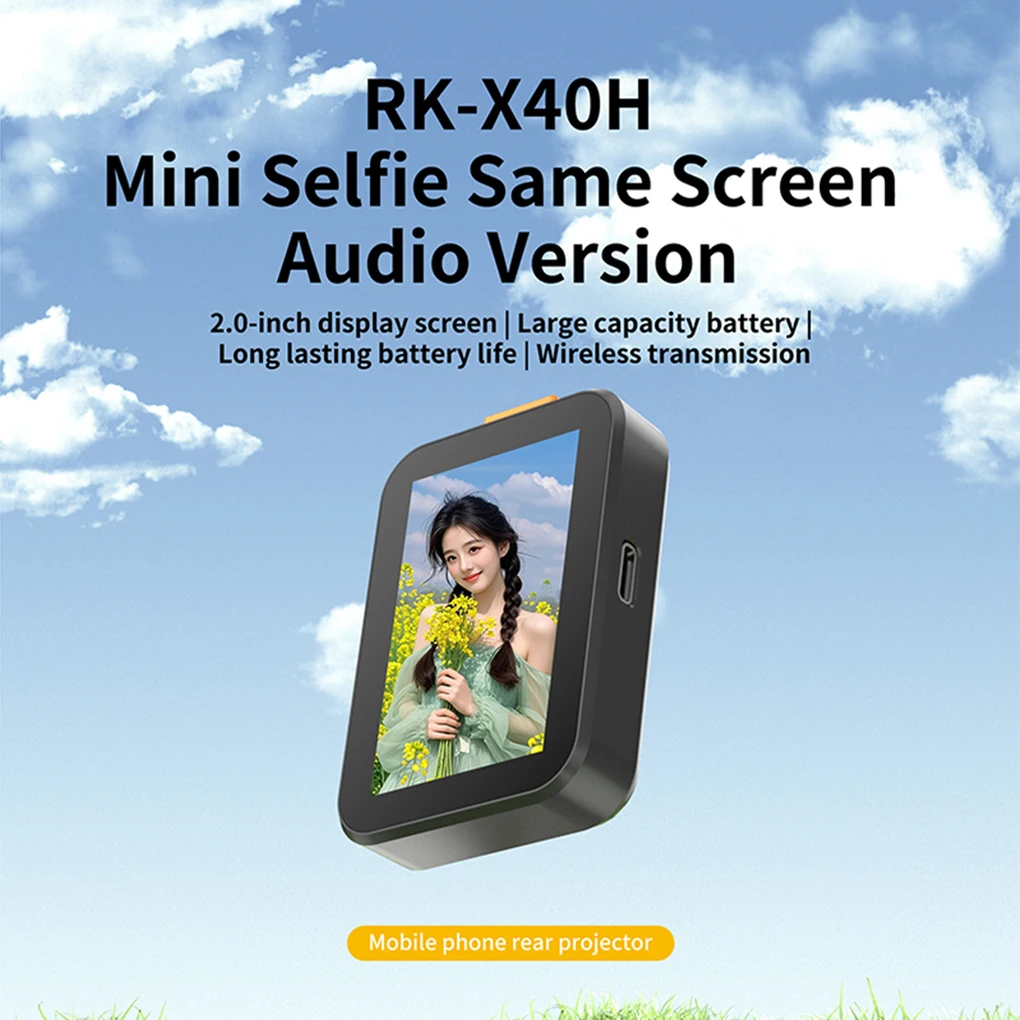 Écran de moniteur de Selfie sans fil RK-X40H, pour iPhone, 850mAh, Bluetooth, réglage de la mise au point de l'obturation, support de téléphone, écran Selfie Vlog en direct