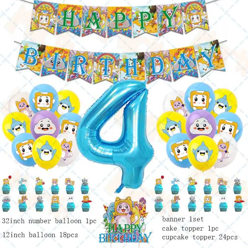 Lanky Box Birthday Party Supplies backdrop Cake Topper Latex Balloon Boy Decoration Banner Baby Shower Gift For Kids Decor