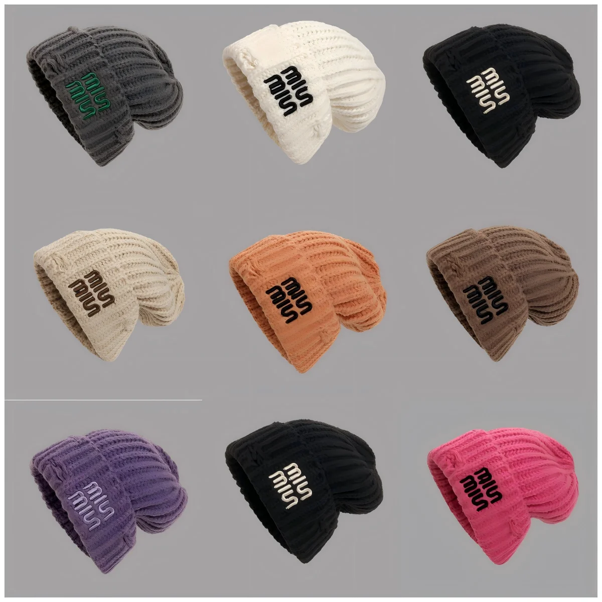 Women's New Autumn and Winter Solid Color Versatile Hole Letter Knitted Hat Korean  Warm Windproof Ear Protection Cold Hat Tide