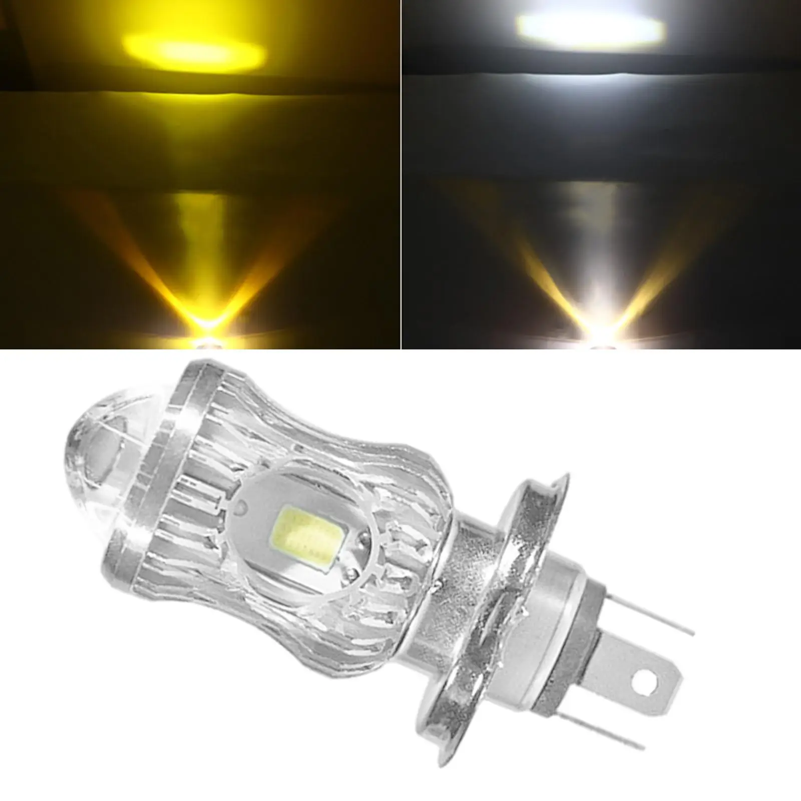 H4 LED المصباح دراجة نارية لمبات عالية الإضاءة ثنائي اللون أصفر أبيض الطيران الألومنيوم 6000K IP68 للسكوتر 12 فولت 24 فولت #4