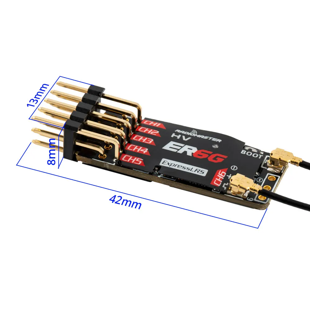 In Stock RadioMaster ER6G Slim ExpressLRS CRSF PWM Dual Antenna RC Receiver