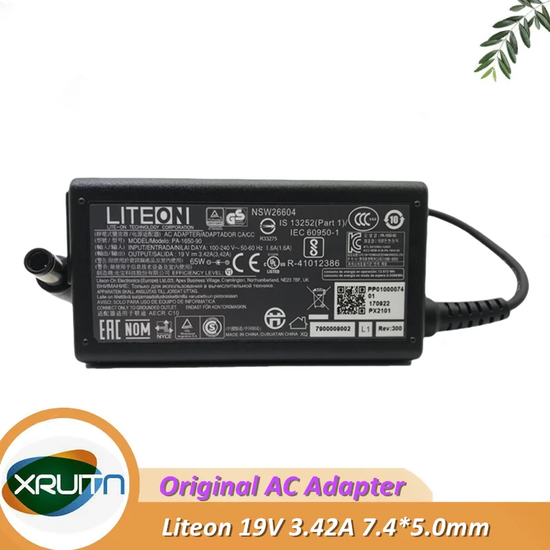 Original LITEON PA-1650-90 19V 3.42A 65W Laptop AC Adapter Charger 65W Power Supply Compatible with PA-1650-50 7.4x5.0mm Tip