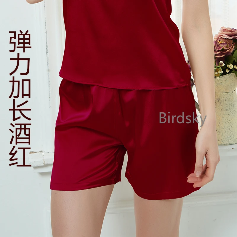 Birdsky, 1PC Women boxer safety shorts lounge home 93% real mulberry silk 7% spandex solid colors. S-842