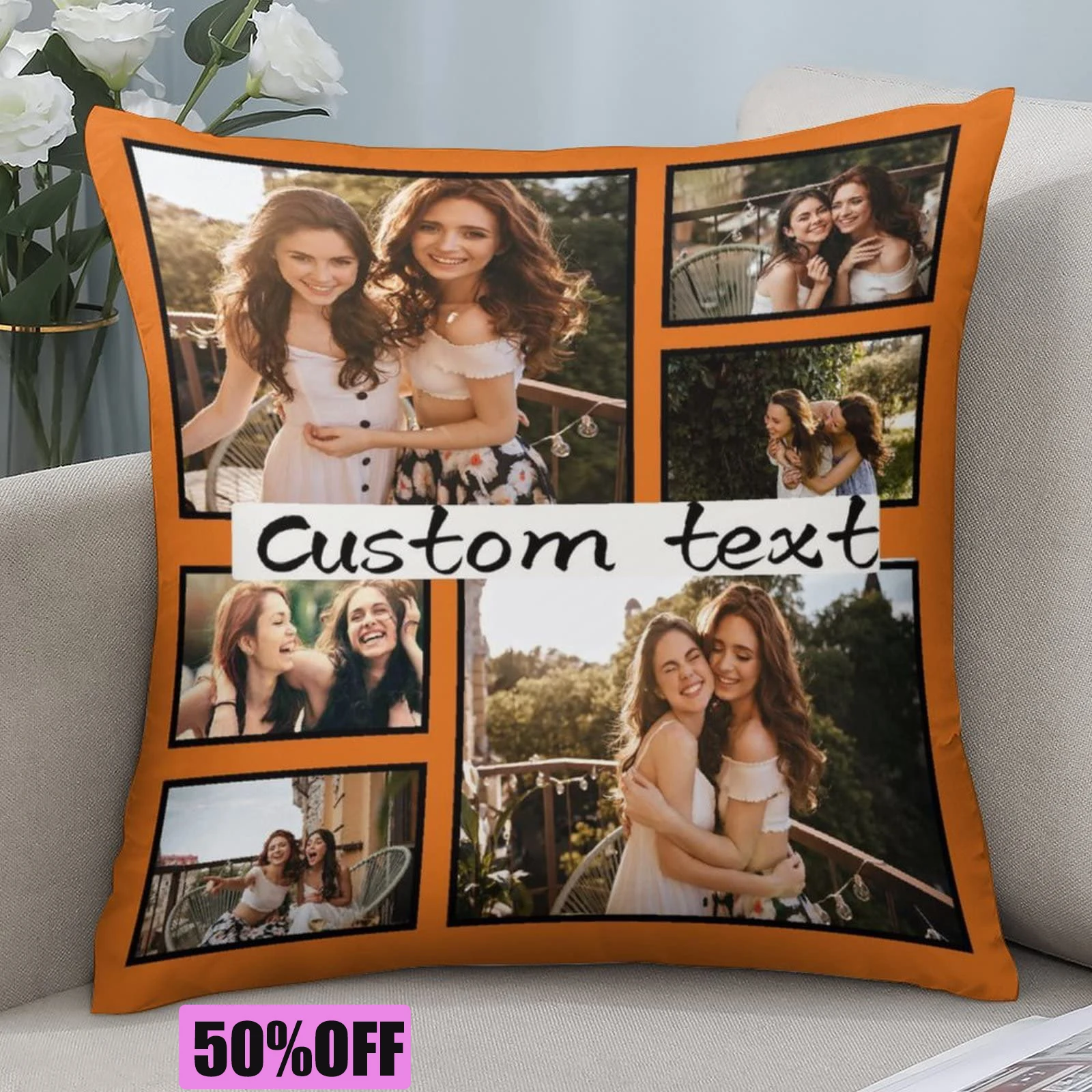 

Custom Home Pillow with Picture Personalized Name Travel pillow Both Sides Print for Family Couples Children Sleeping Pillows