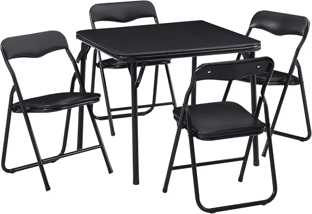 

Kids Folding Activity Table and Chairs Set, Portable with Soft Padded Cushion, Classic Black