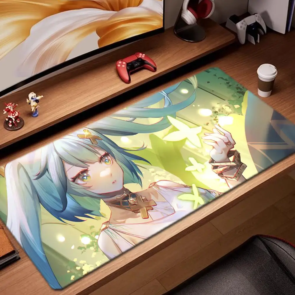 

faruzan genshin Mouse Pad Game Accessories keyboard pad XXL large locking edge 900X400 mm table mat Gaming mousepad