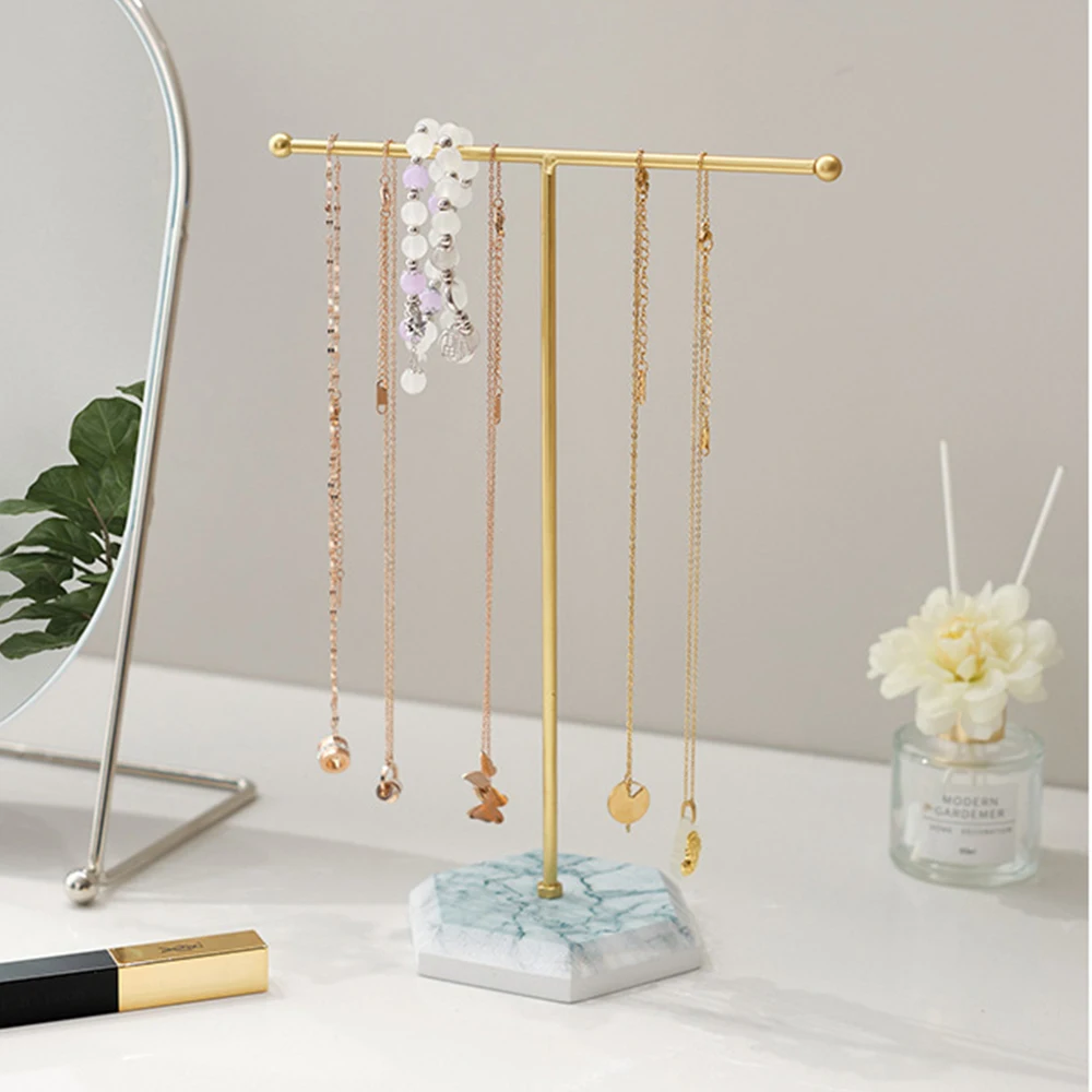 T-shaped Necklace Stand Display Jewelry Storage Rack For Hanging Pendant Earring Bracelet Ring Accessorie Wooden Board Base