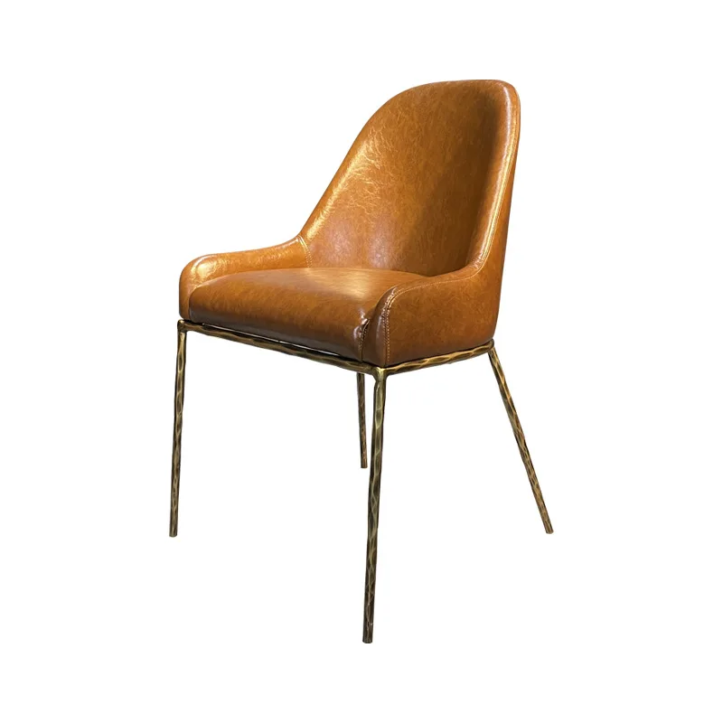 

Medieval, retro, handmade, forged, solid, wrought iron, dining chair, oil wax skin