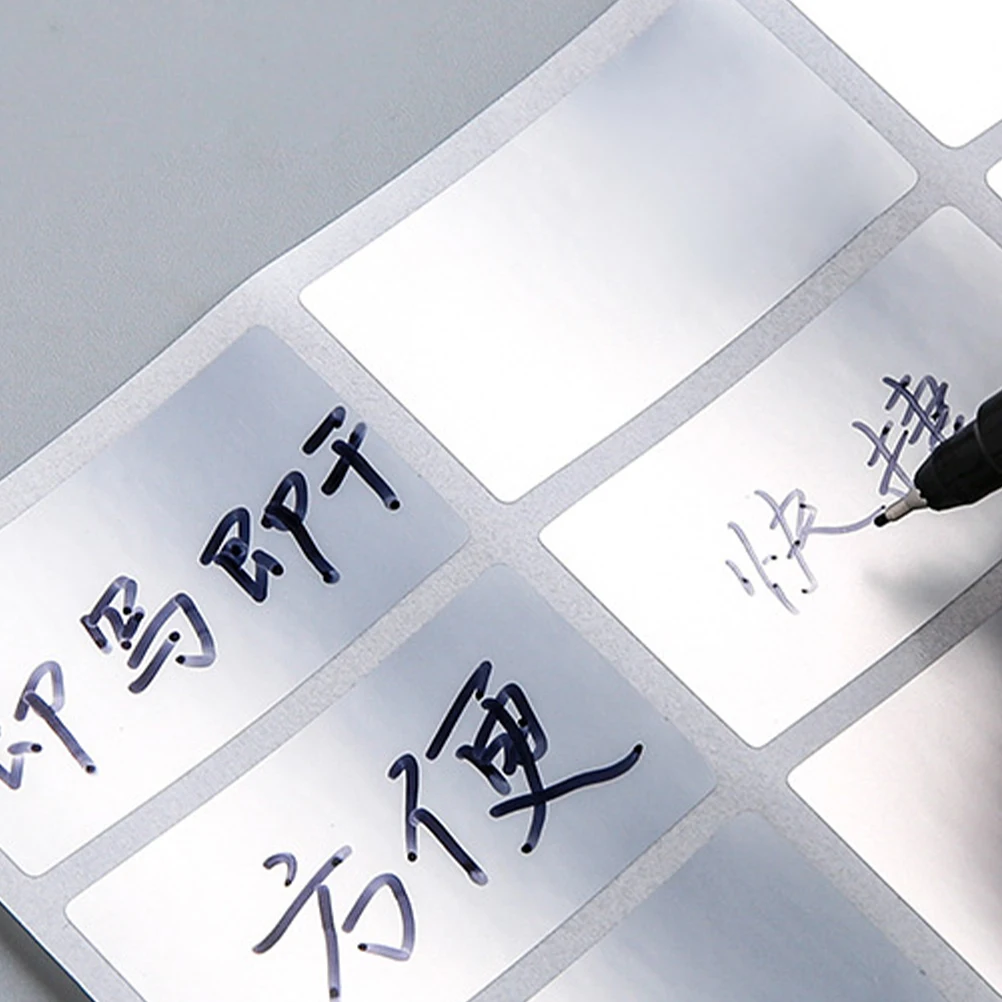 

12 Sheets Waterproof Labels PET Silver Sticker Bottle Large Coloured Food Preservation Storage Kitchen Pantry Container Office