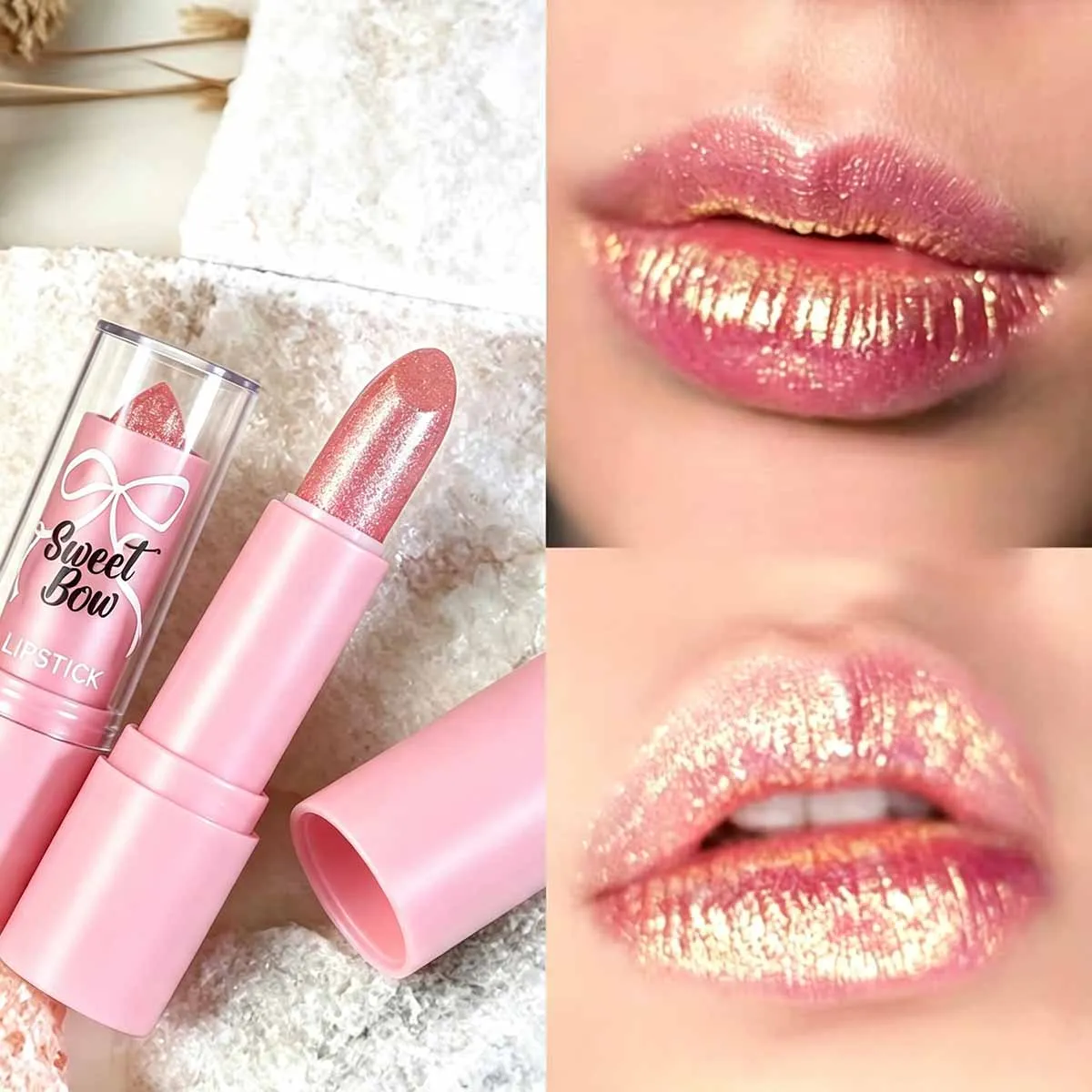 Bâton de maquillage pailleté multichrome pour Halloween, rouge à lèvres métallique scintillant et fard à paupières illuminateur pour maquillage de sorcière ou de vampire d'Halloween
