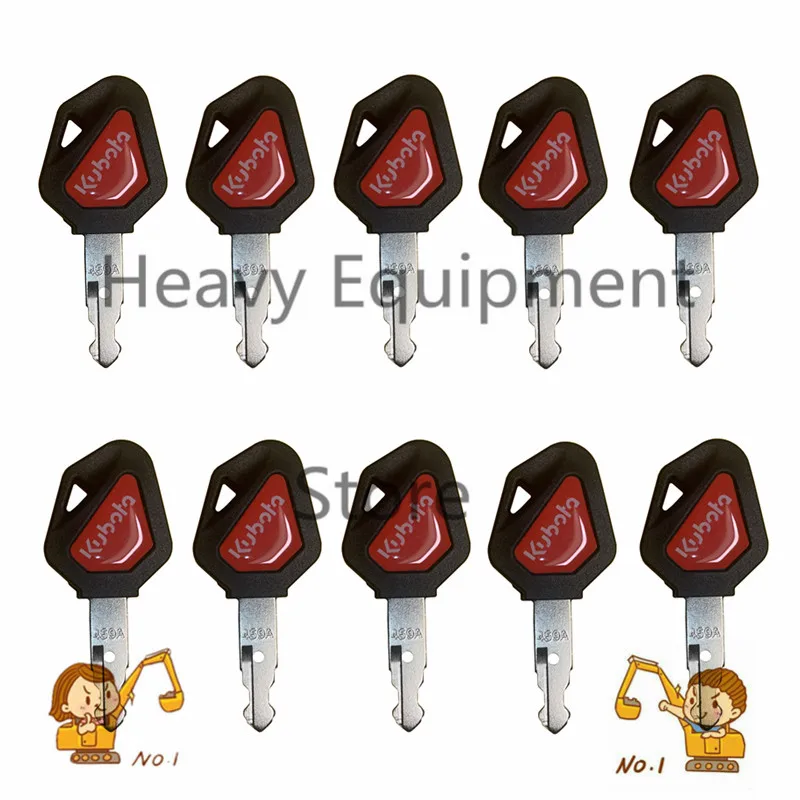 

10Pcs 459A sexcavator accessories ignition key For Kubota U15/30/135/155/161/163 start key excavator door key quality