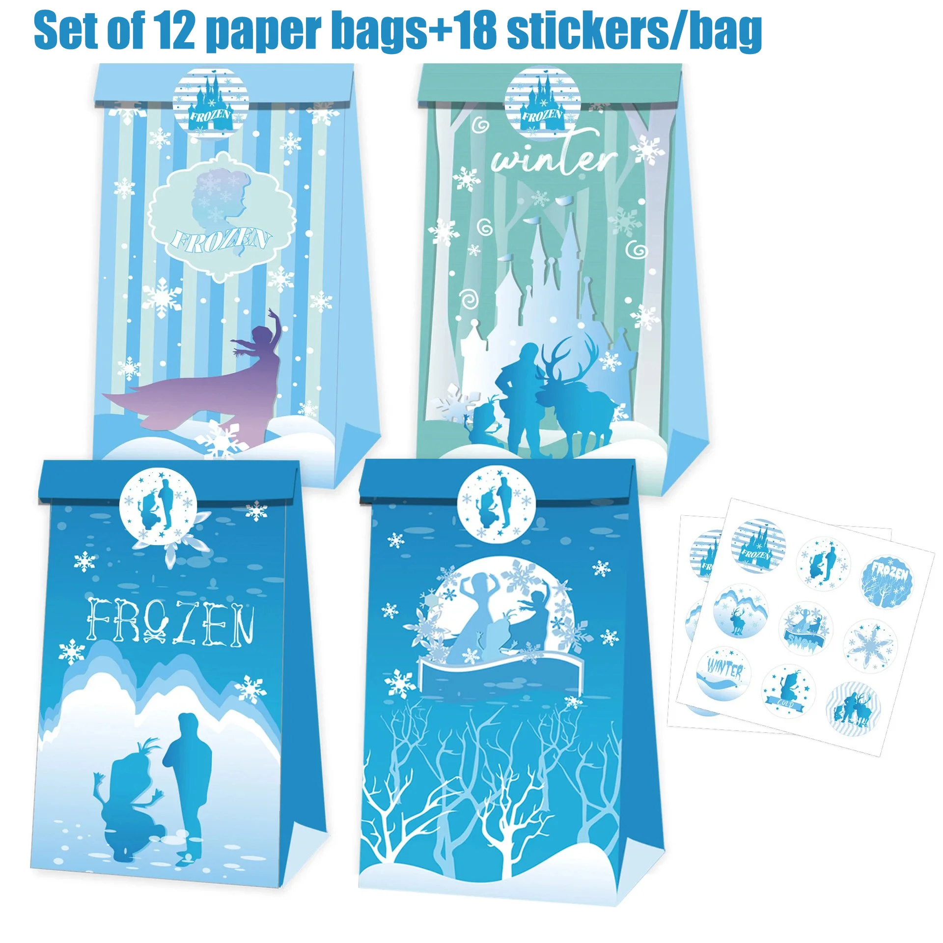 Frozen Anna Elsa Children's Party Decoration Gift Bags Baby Shower Paper Snow Queen Candy Bags And Girls' Birthday Party Gifts