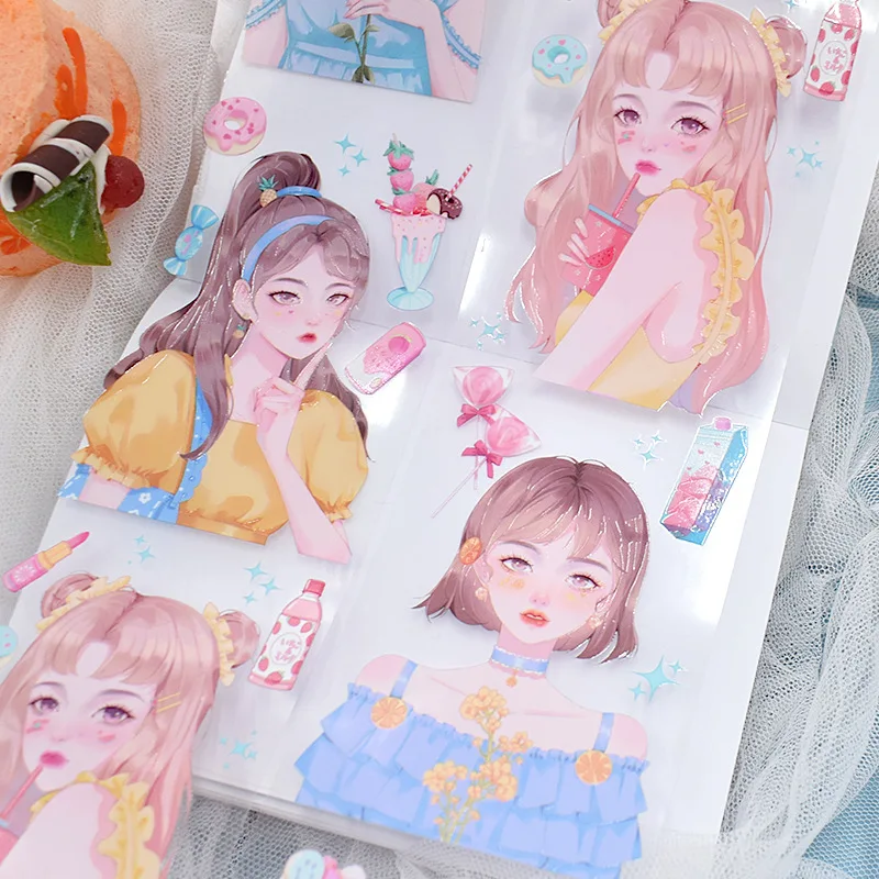 1 Roll Kawaii Girl Washi PET Tape Vintage Girls Boy Tape DIY Scrapbooking Decorative Sticker Japanese Aesthetic Stationery