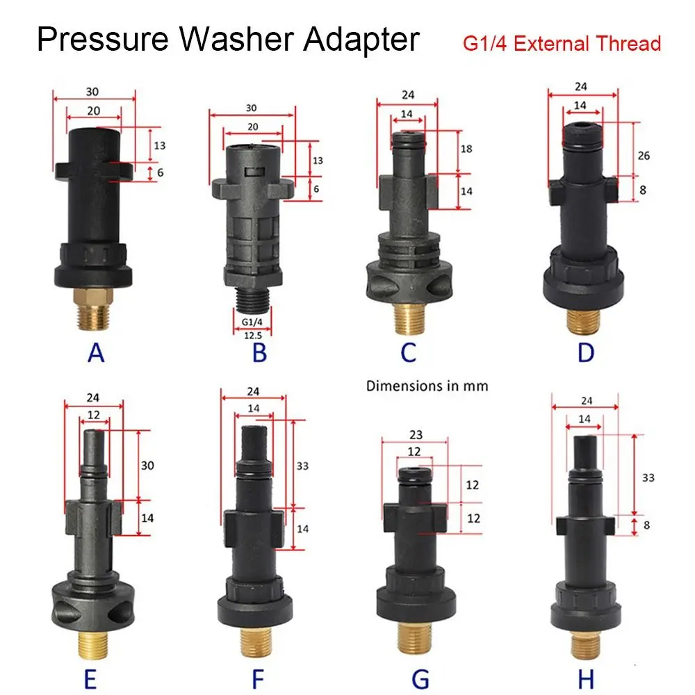 Pressure Washer Spray Torch Nozzle G1/4 External Thread Adapter Foam Generator Snow Foam Quick Connector Fitting for Karcher