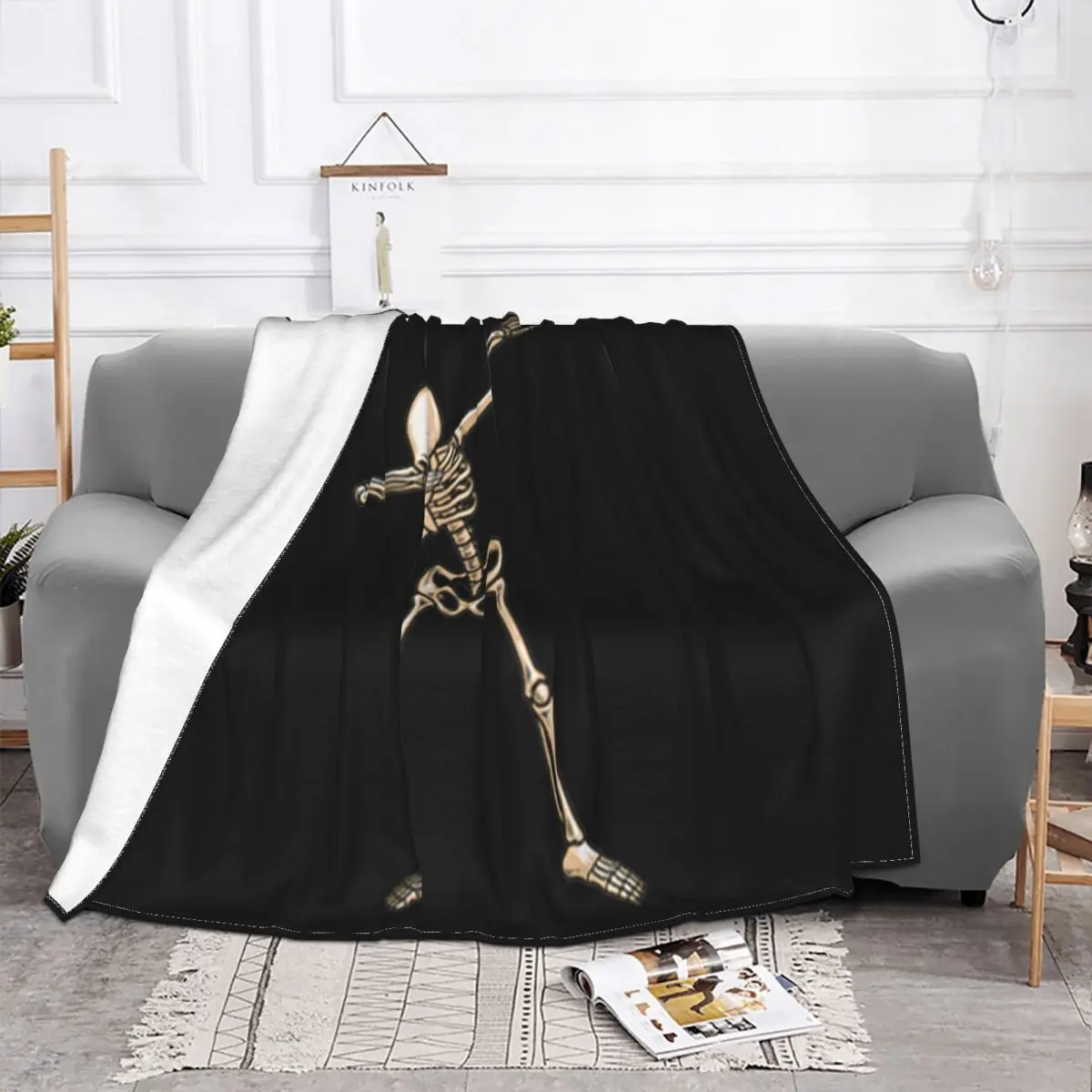 Hot Dabbing Skeleton Halloween Boys Girls Kids Dab Gift Bzr Autumn Straight Customized Throw Blanket