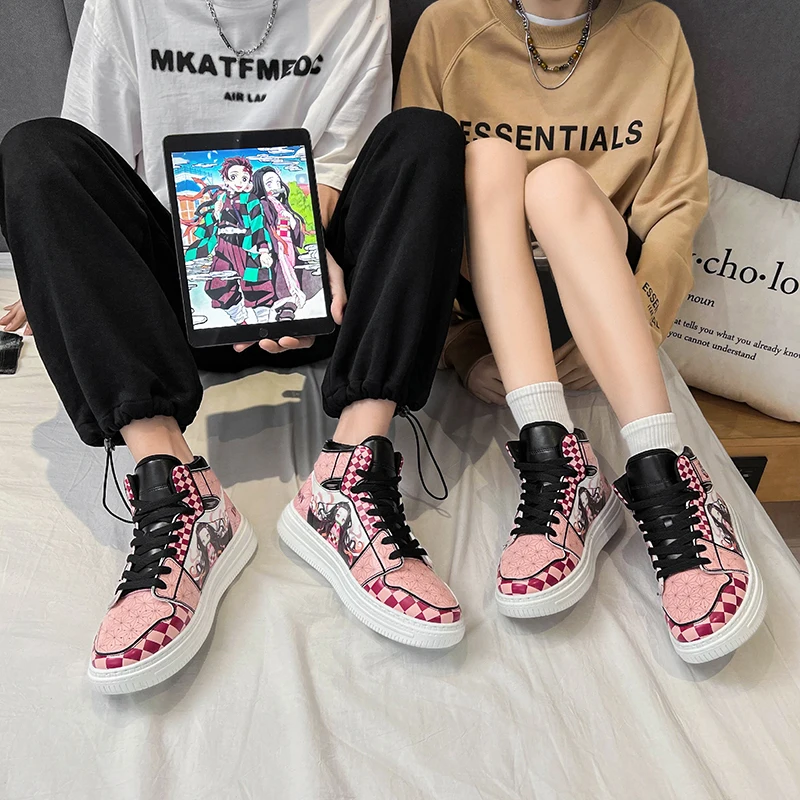 Dropshipping Mens Anime Shoes Cosplay Sneakers Men Casual Shoes High Top Running Shoes Sneakers for Women Footwear Big Size47