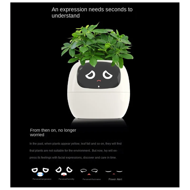 

T02C!Ivy Smart Planter,USB Rechargeable Indoor Small Flower Pot For Indoor Decoration Make Raising Plant Easy And Fun