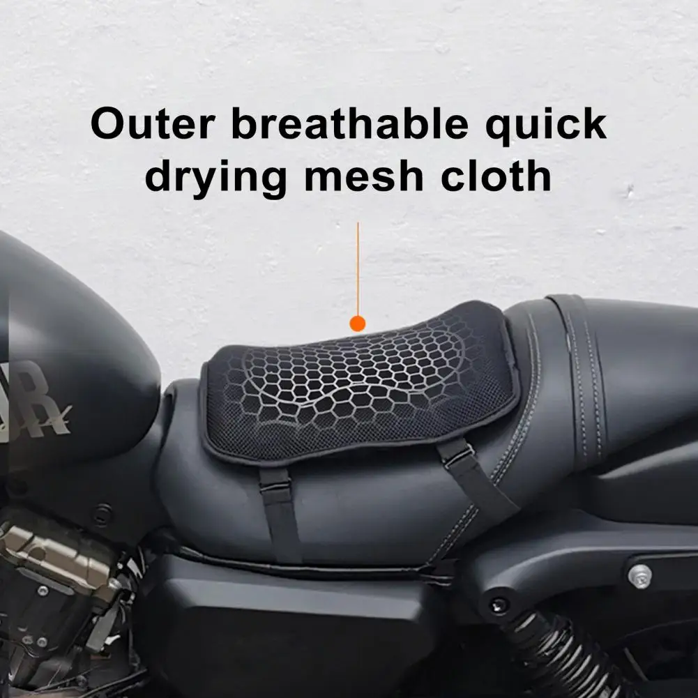 Universal Motorcycle Seat Cushion Newest Jelly Gel Material 3D Honeycomb Shock Absorbing Pressure Relief with Cover