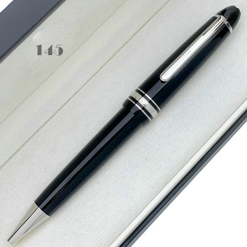 High Quality Luxury MB Collection Monte Ballpoint Pen Black Resin Blance Rollerball Fountain Pens Platinum Coated 145/163/149