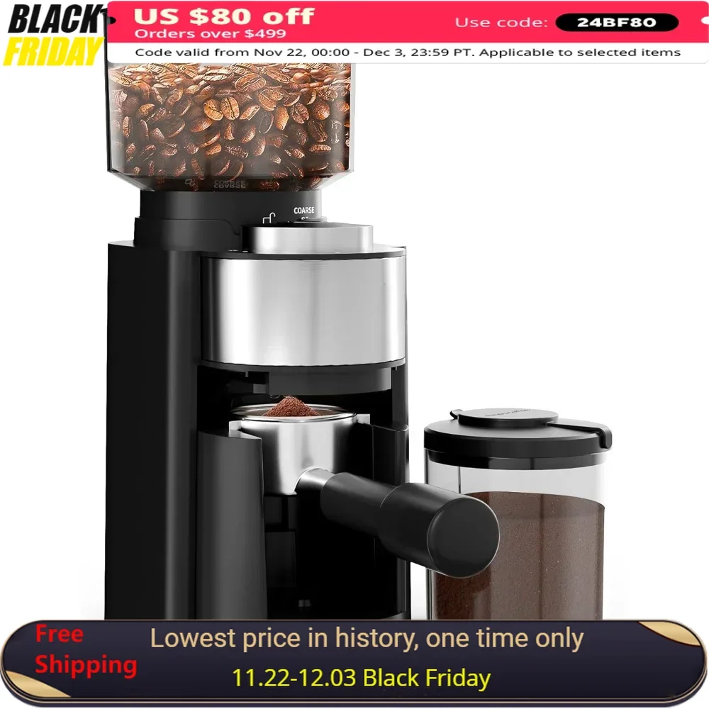 

Coffee Grinders for Home Use, with 25 Grind Setting, 51-53mm Portafilter Holder, Conical Coffee Grinders, Coffee Bean Grinder