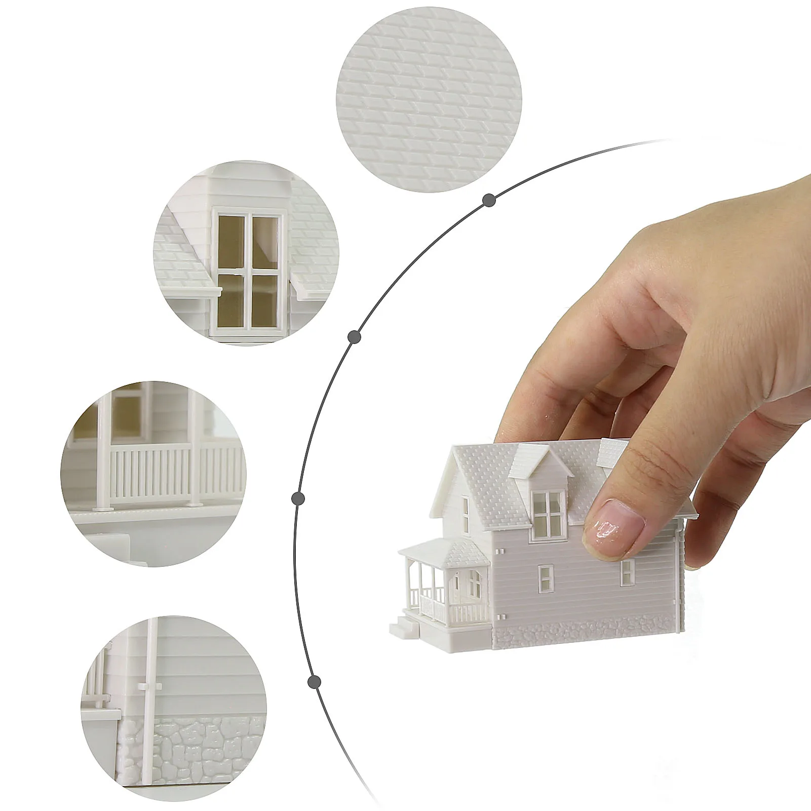 Evemodel N 체중계 1:160 모델 빌리지 하우스, 흰색 미조립 건축 건물, 1pc