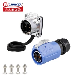 CNLINKO Waterproof IP68 Docking Connector M20 Solder Cable Panel Mount Wire Connector 2/3/4/5/7/9/12 Pin Female Plug Connectors