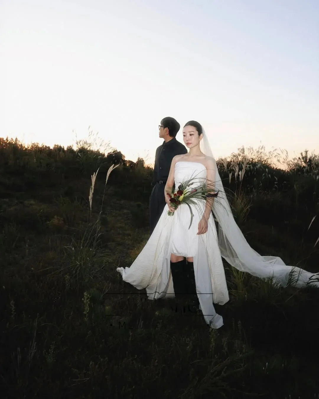 

MODX Taffeta Korean Wedding Dresses Strapless Photo Shoot Gown Customized Bride's Dresses Self-Wedding Dresses with Train