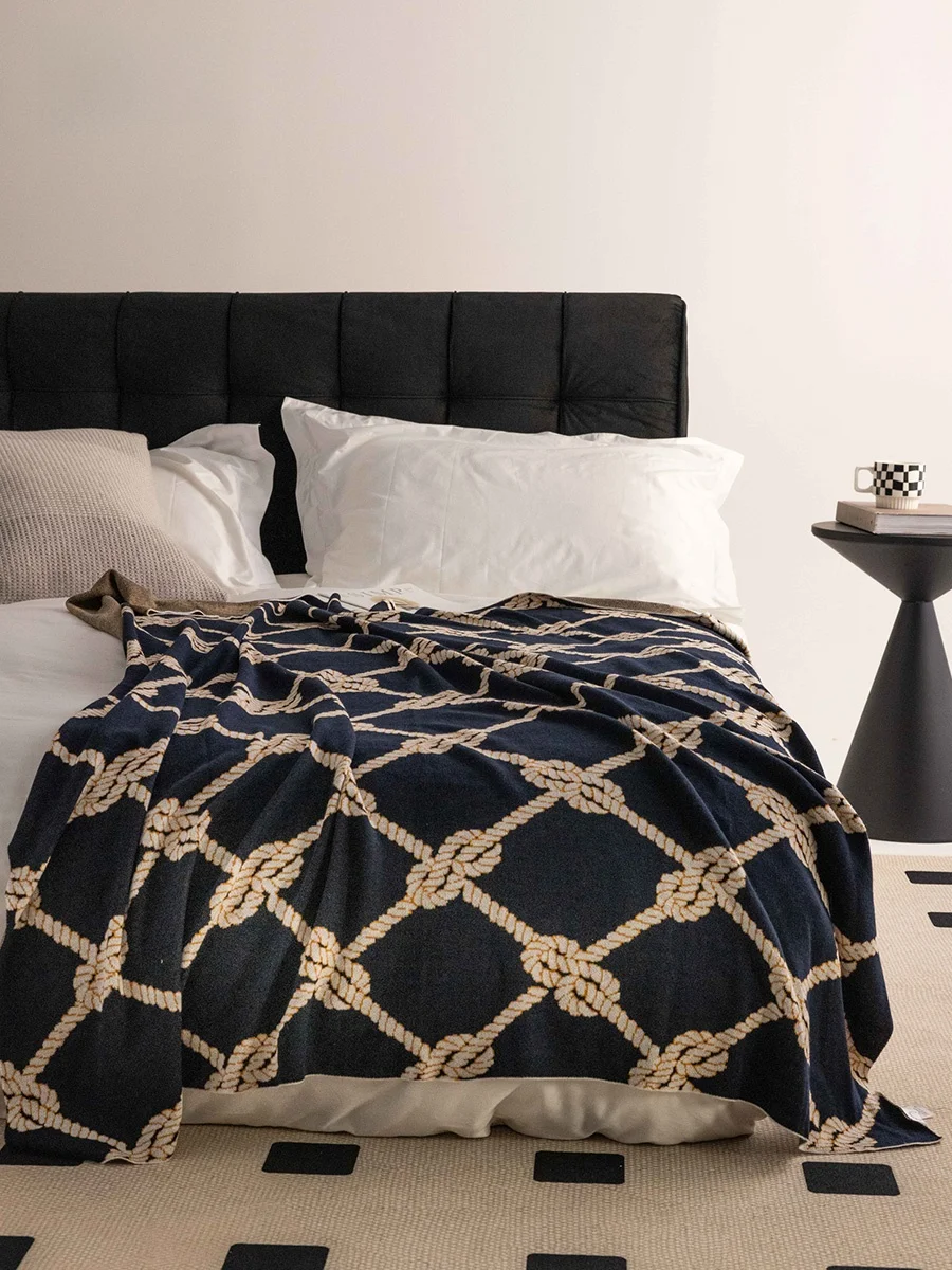 

Modern Luxury Wool Blend Blanket Sofa Nap Blanket Air Conditioned Office Couch Cover up Towel Bedding Lightweight Cozy Blanket