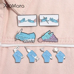 Blue Gloves Scalpel Surgical Enamel Pins Surgeon Scalpel Medical Devices Brooches Lapel Badge Jewelry Gifts For Doctor Friends
