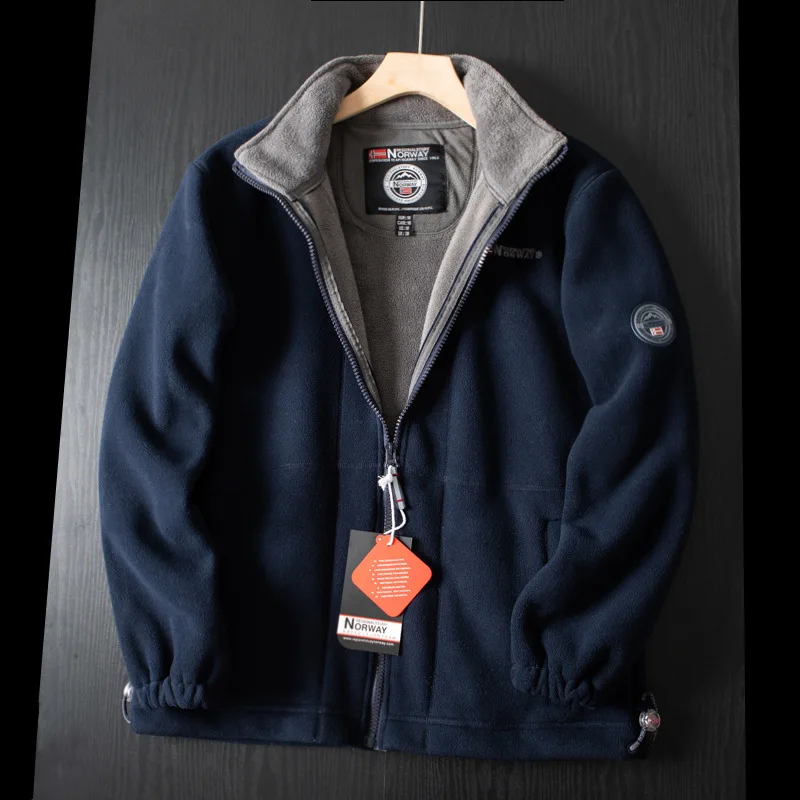 

Plus-Size Men's Winter Fleece Jacket Functional Cold-Proof Stand-Up Collar Warm Thickened Polar FleeceOutdoor-Use Protective
