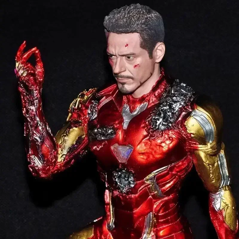 The Avengers Endgame Anime figur Iron Man Mk85 Snap Model boneka Anda boneka Gk berlutut patung koleksi Dekorasi mainan ulang tahun Gif