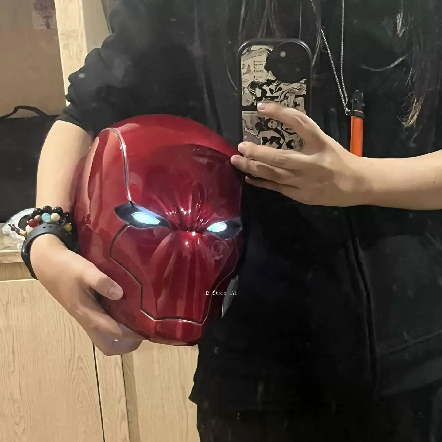 Marvel Red Knight Hero Cosplay Helmet with Light Eyes Props Replica Cos Costume Wearable Mask for Men Adults Birthday Gift