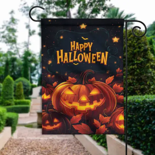 Happy Halloween Double-sided Flag, Halloween Jack-o-lantern Pumpkin Garden Flag