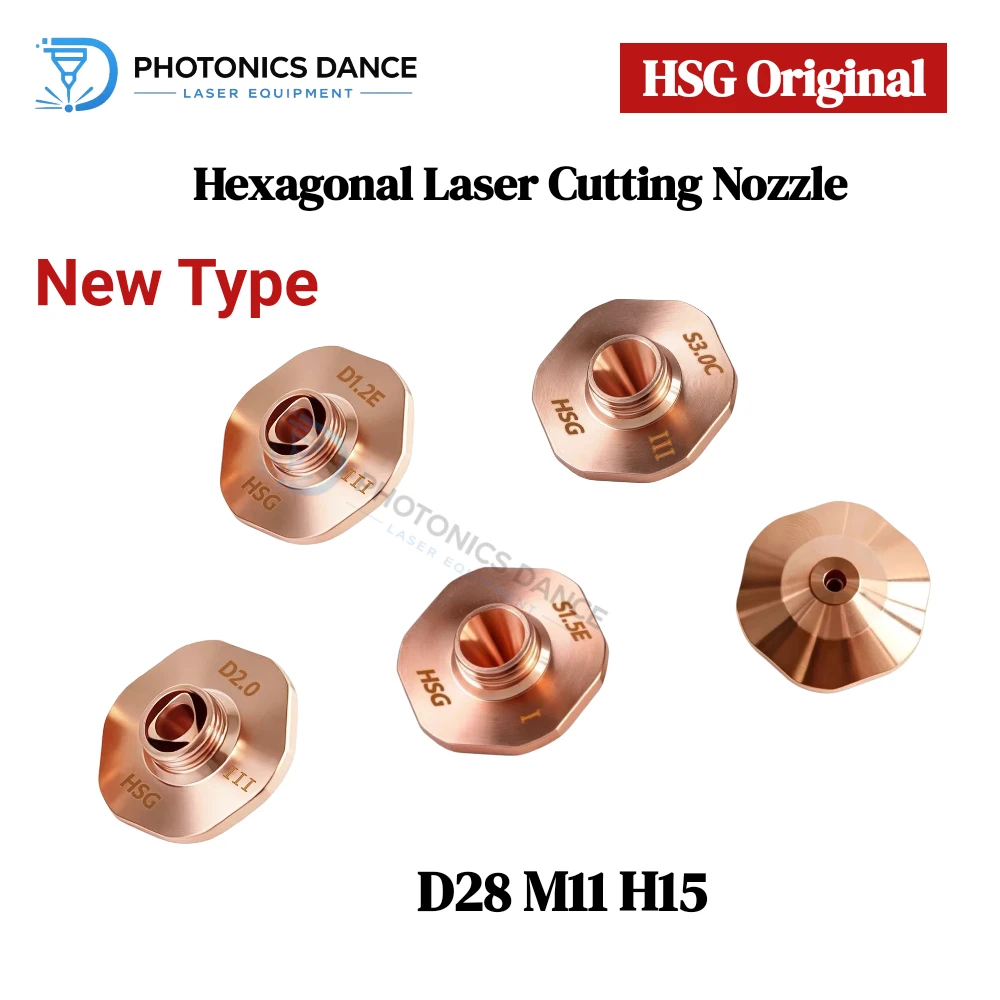 HSG Original Hexagonal Laser Cutting Nozzle D28M11H15 High Speed Copper Nozzle SC SE DC For HSG Precitec Laser Cutter Head