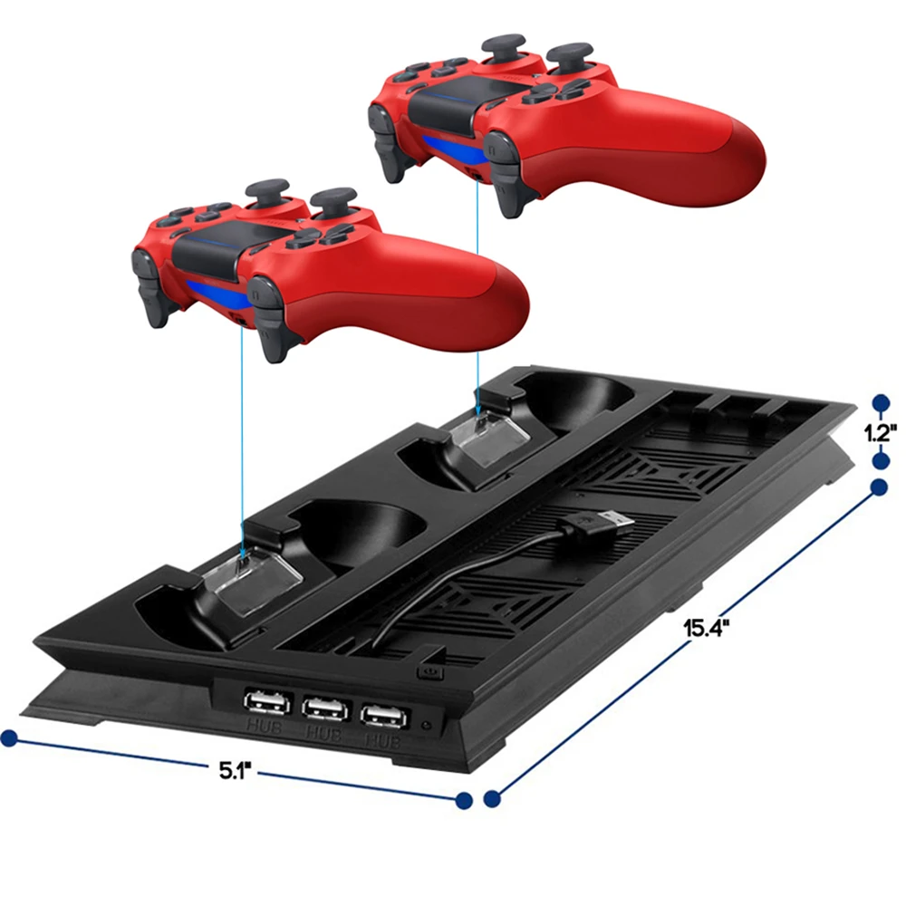 For PS4 PRO Cooling Vertical Stand 2 Controller Charger Charging Dock Station 2 Cooler Fan 3 HUB For Playstation 4 Pro Console