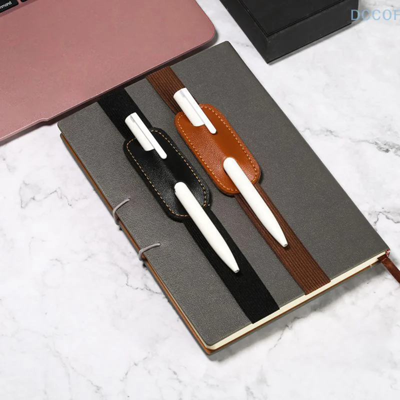 Adjustable Elastic Band Pen Holder PU Leather Pen Sleeve Pouch Elastic Notebook Pen Holder Detachable