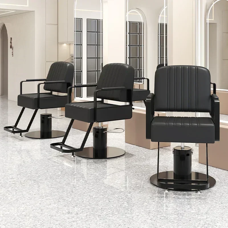 Hair Chair Lifting Adjustment Swivel Chair Armrest Stainless Steel Rotating Barber Shop Chair