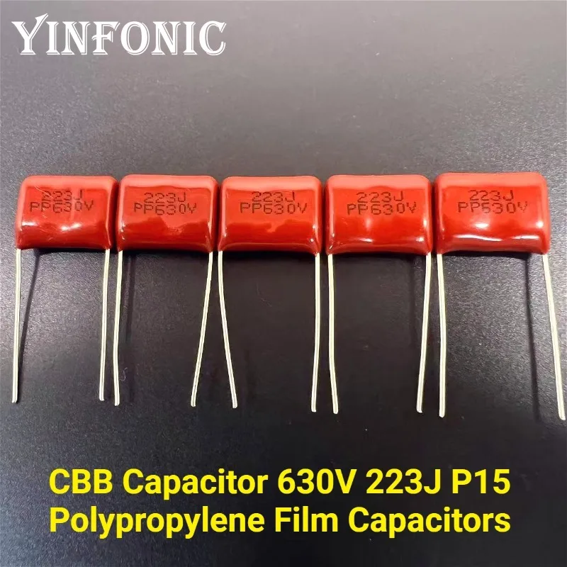 

10Pcs/100Pcs CBB Capacitor 630V 223J CBB28 0.022uF 22nF P15 Metallized Polypropylene Film Capacitors